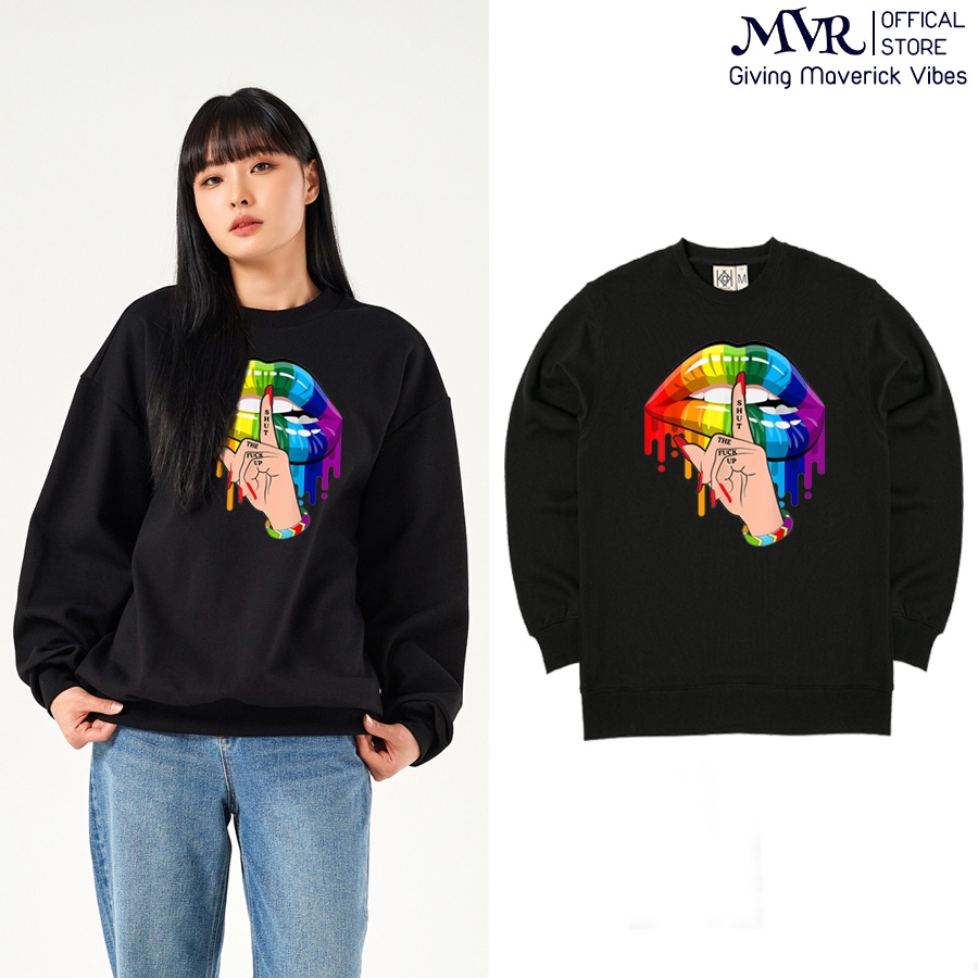 Áo thun tay dài sweater form rộng oversize 100kg môi 7 màu im lặng Hàn Quốc unisex nam nữ LGBT cotton da cá MVR KK6009