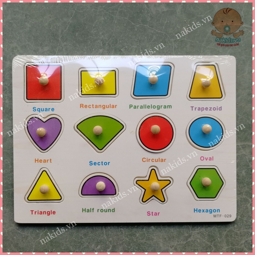 Đồ Chơi Bảng Ghép Hình Núm Gỗ - Bảng Gỗ Có Núm Cho Bé Loại To Đẹp 22×30cm Nhiều Chủ Đề