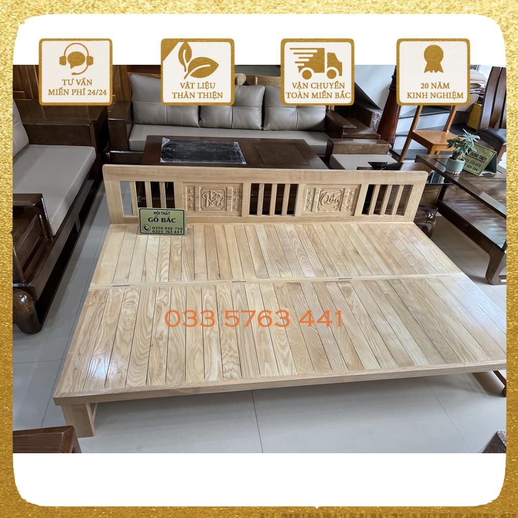 Sofa bed gỗ sồi nga 100% kiểu dáng hiện đại gấp ra thành giường 1m2x1m9