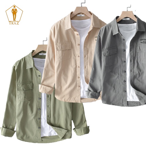 Áo Sơ Mi Nam Nữ Unisex TRAZ Basic Chất Kaki Cao Cấp Form Rộng Cực Đẹp Khoác Ngoài
