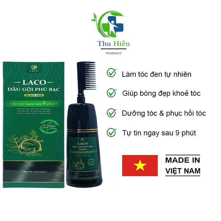 Dầu gội phủ bạc laco black hair làm tóc đen tự nhiên bóng đẹp  sau 9 phút