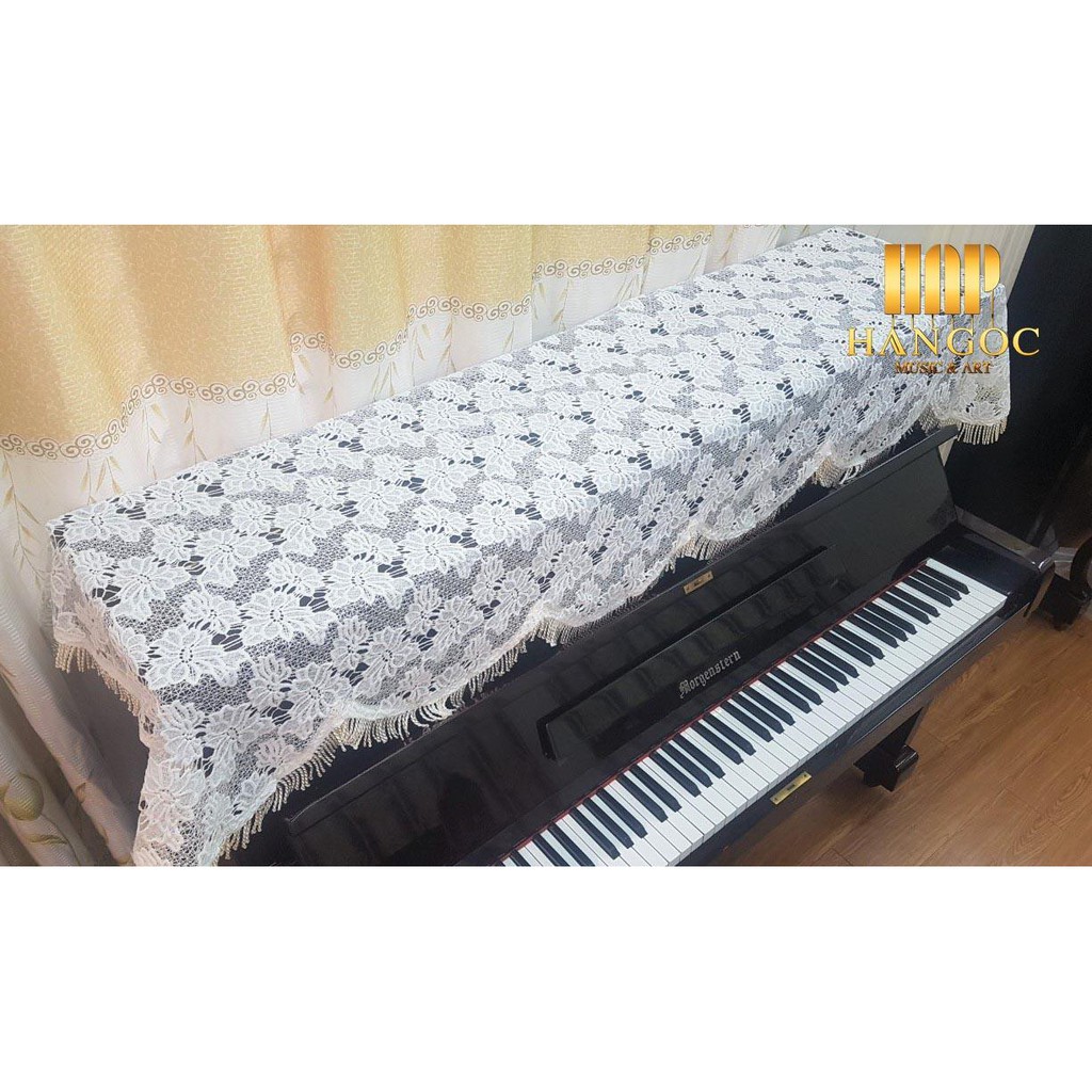 ĐẸP KHÁC BIỆT LUÔN ! Khăn phủ đàn Piano chất liệu REN cao cấp, chế tác tinh xảo, màu TRẮNG