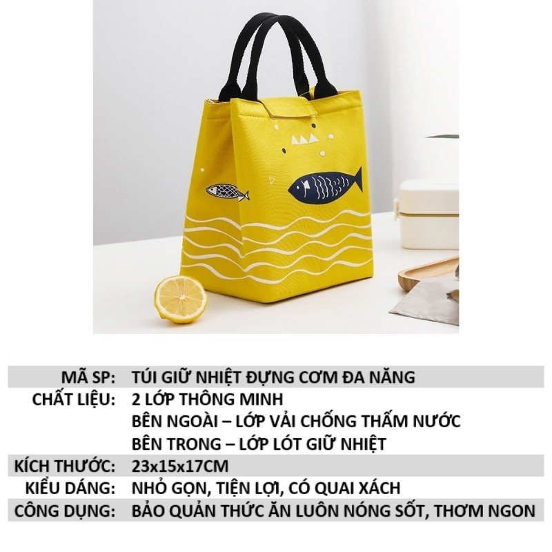Túi Đựng Cơm Văn Phòng Giữ Nhiệt Đa Năng Hình Cá Chống Thấm Cao Cấp Giữ Nhiệt Tốt Cao Cấp