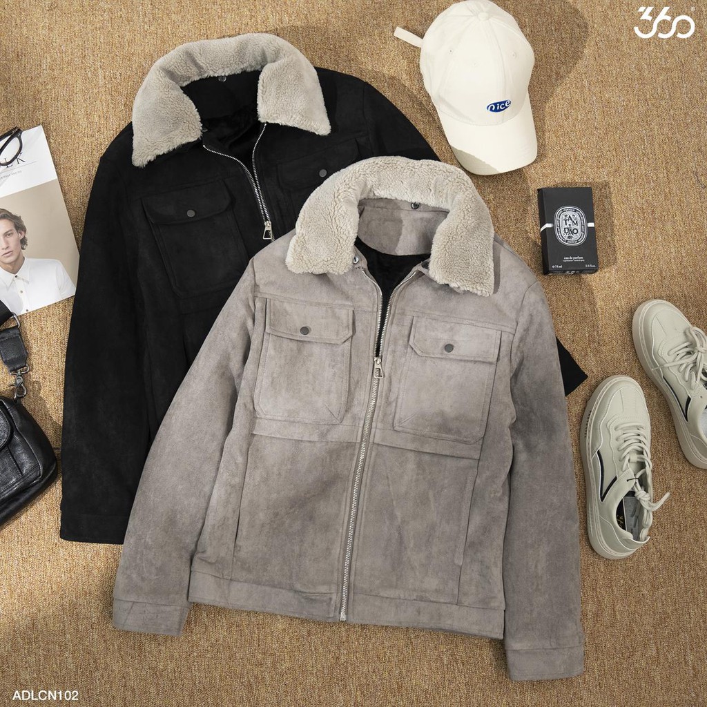 [Mã FAMALLT5 giảm 15% đơn 150K] Áo da lộn cao cấp thương hiệu 360 Boutique cổ lông tháo lắp dễ dàng - ADLCN102 | BigBuy360 - bigbuy360.vn