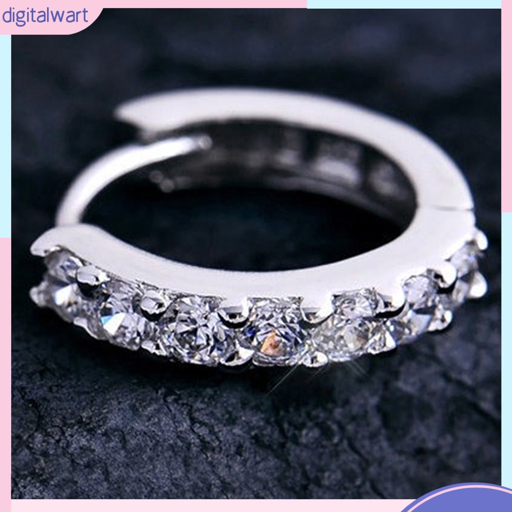 Cặp khuyên tai hình tròn mạ bạc đính đá quý nhân tạo lấp lánh sang trọng dành cho nữ