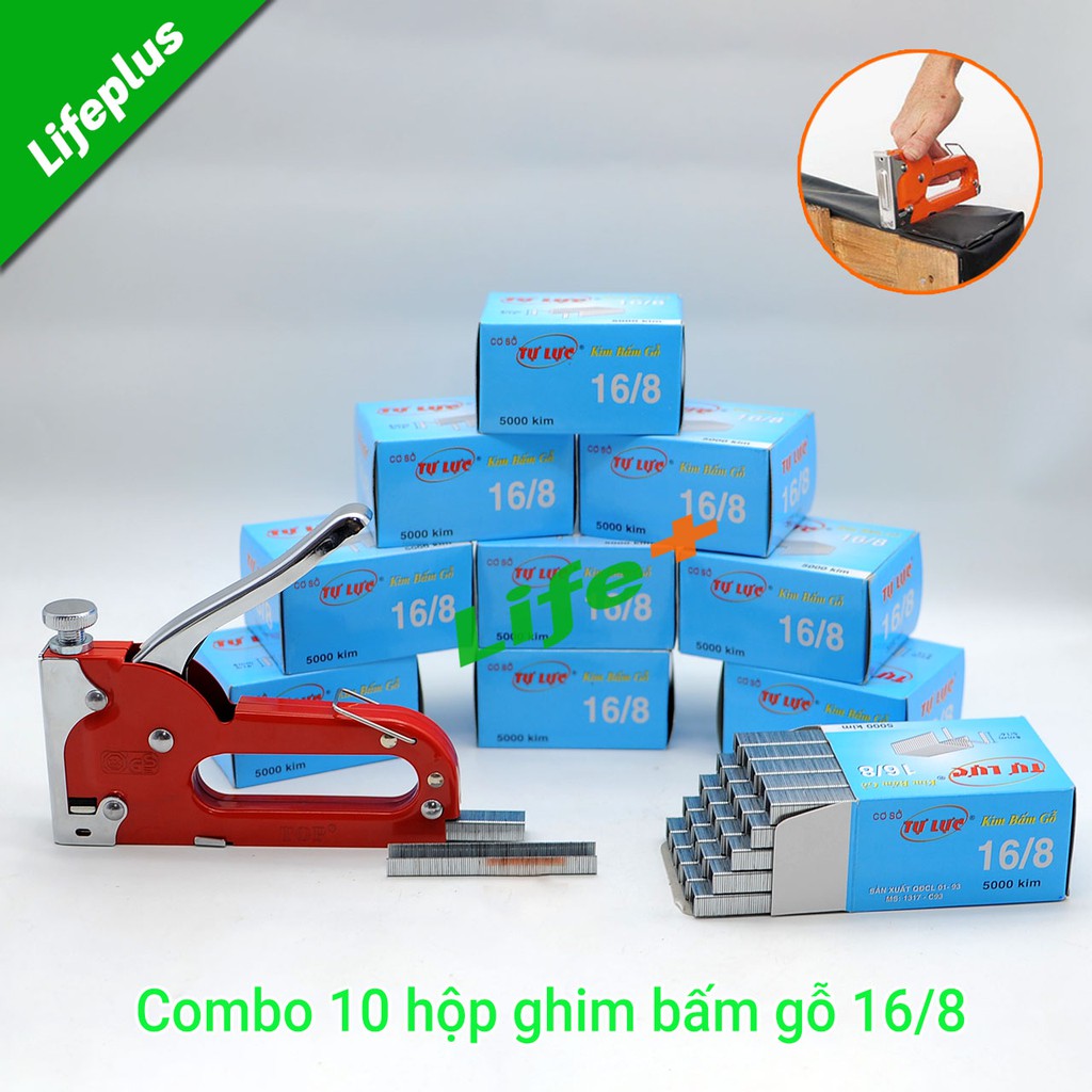 Combo 10 hộp ghim bấm gỗ tự lực 16/8