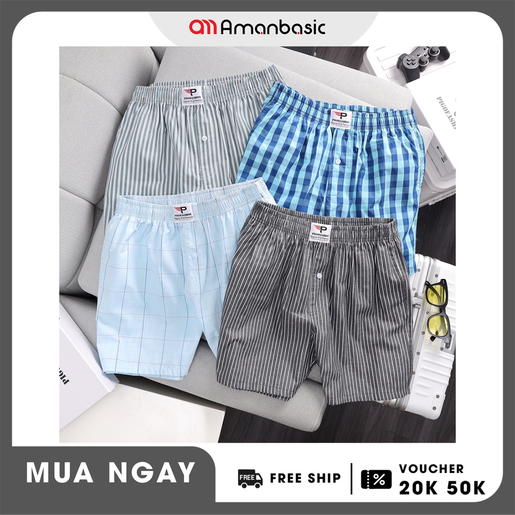 Hộp 5 quần đùi ngủ caro nam AMQDCR03 (5 màu khác nhau)
