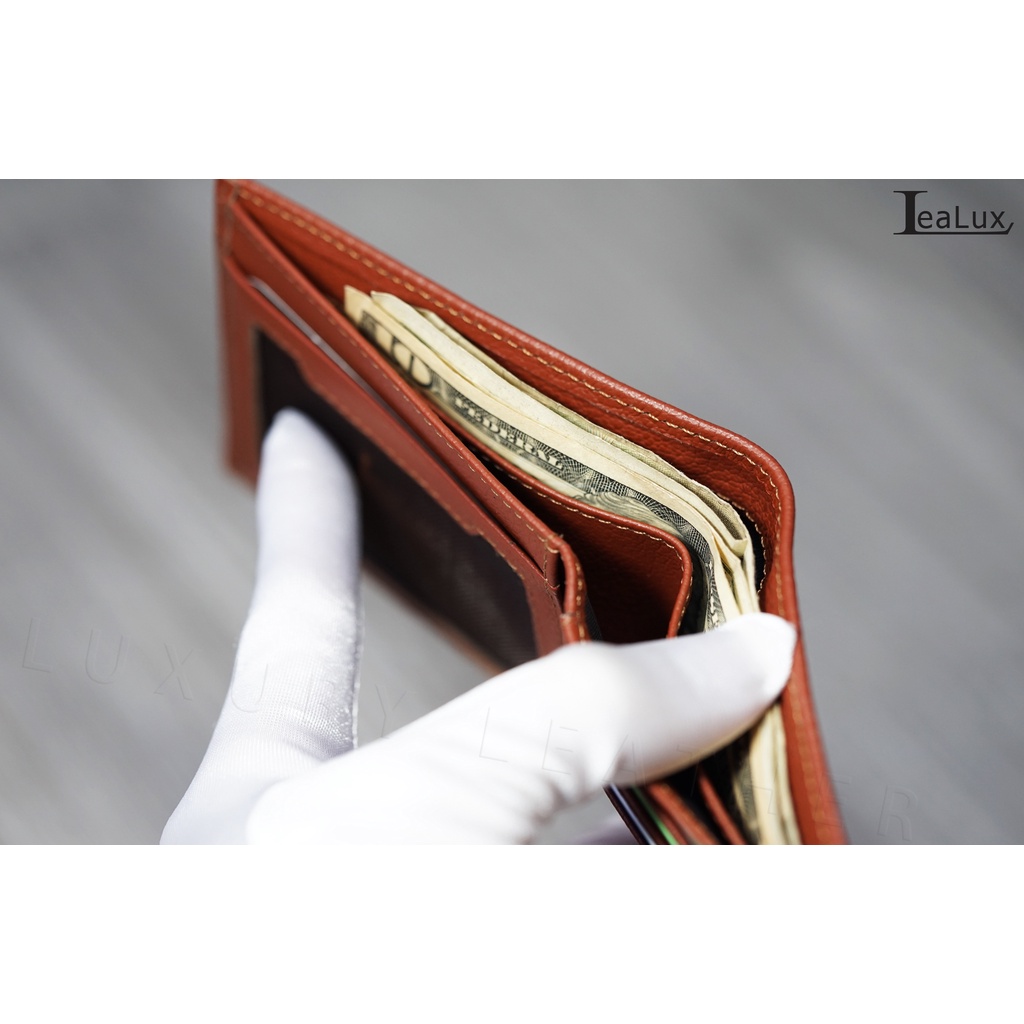 Ví Da Nam Dáng Gập Mini Thương Hiệu LEALUX