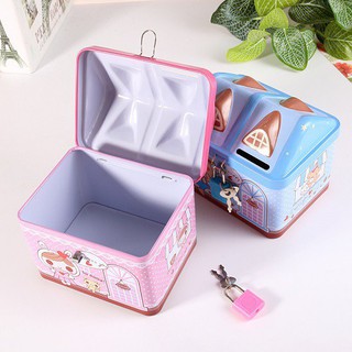 Két sắt đựng tiền tiết kiệm hình ngôi nhà có khóa mini 12 x 10 x 9 cm tập cách tiết kiệm hiệu quả cho bé