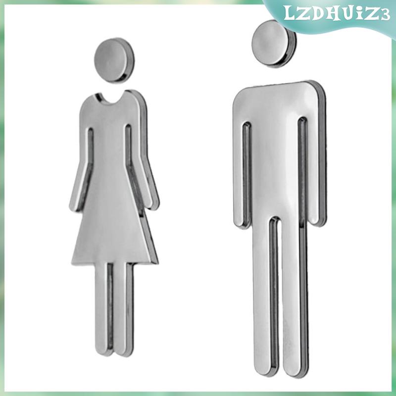 Một Cặp Biển Hiệu Dán Tường / Cửa Toilet Tự Dính In Chữ WC Dành Cho Phòng Tắm / Nhà Vệ Sinh