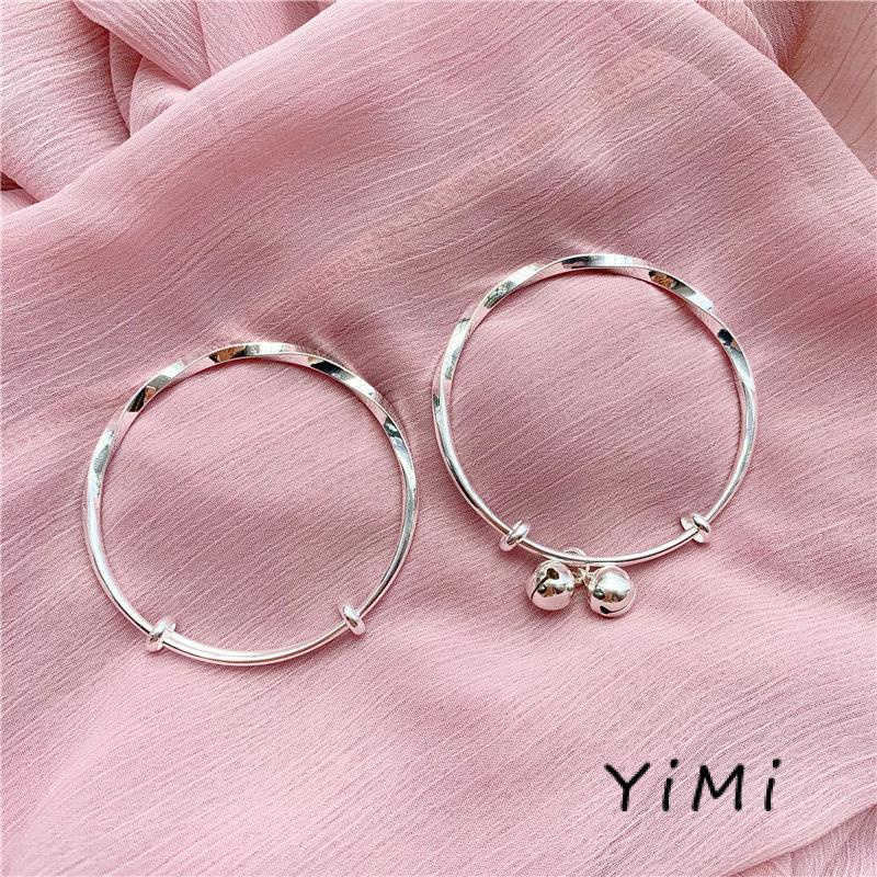 Vòng tay bạc s925 sterling mạ điện kiểu gợn sóng có thể điều chỉnh dành cho nữ