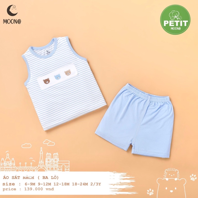 [Moon 2022] Bộ quần sát nách Bé trai / gái chất Petit(9m-3y)