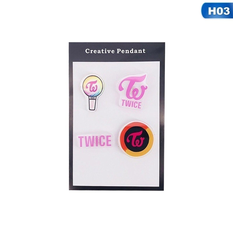 Set 4 trâm cài quần quần áo bằng acrylic phong cách nhóm nhạc Kpop Twice Got7 Exo Seventeen