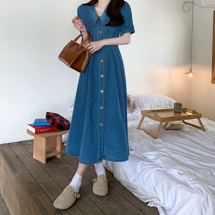 Plus Đầm Denim Eo Cao Phong Cách Thời Trang Mùa Hè Dành Cho Nữ