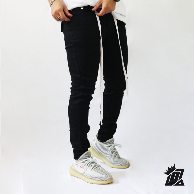 Quần jeans nam Streetwear DATINO Skinny Ripped màu đen chất Denim co giãn, bền màu