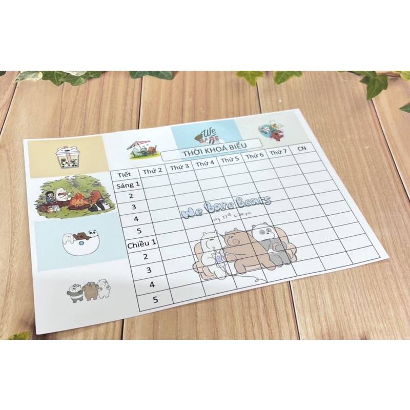 thời khoá biểu 5 tấm khác nhau cute ngộ nghĩnh / thời khoá biểu pony bơ vô diện 3 anh em nhà gấu mèo pusheen