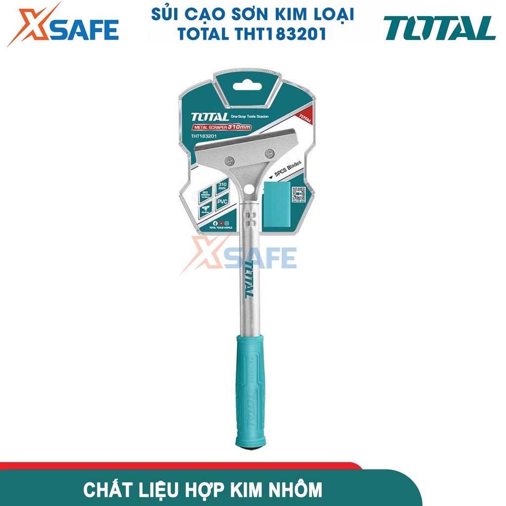 Sủi cạo sơn kim loại TOTAL THT183201 chất liệu hợp kim nhôm, kèm 6 lưỡi dao SK5, kích thước lưỡi 14*100mm, dài 310mm