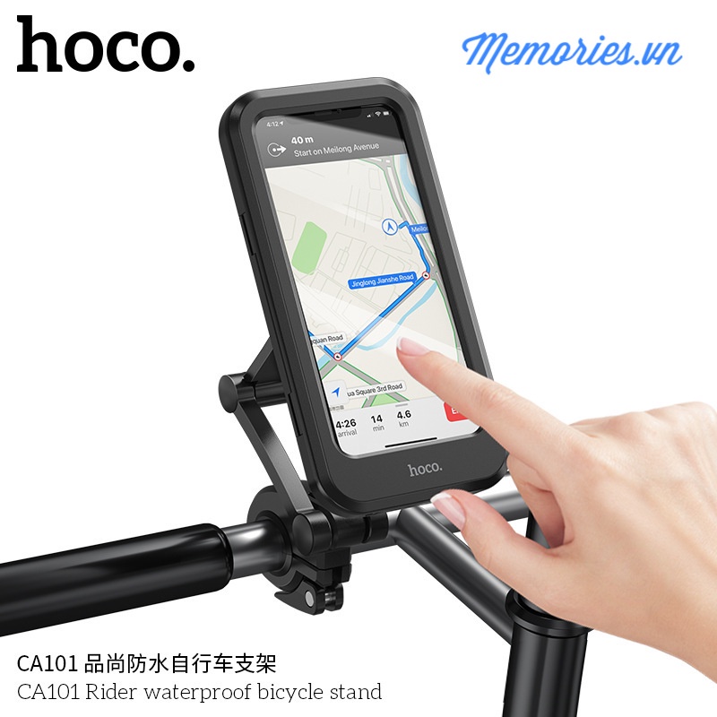 Giá đỡ kẹp điện thoại Hoco CA101 CA93 chống nước, ô dù che mưa, công tắc kèm sạc 12V - Chính hãng cho xe máy, mô tô