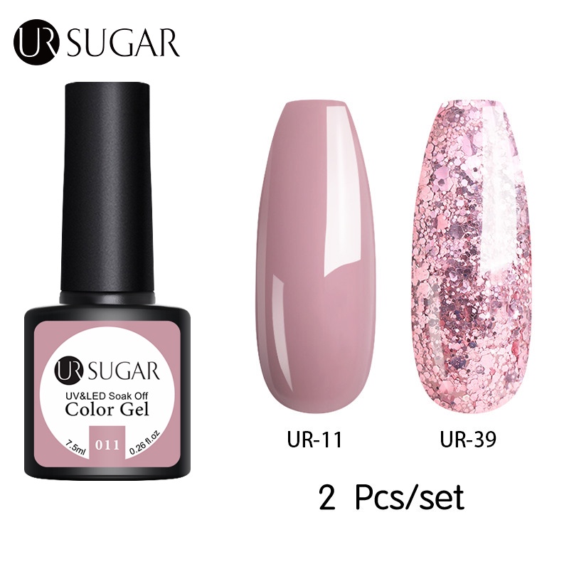Bộ 2 lọ gel sơn móng tay UR SUGAR kim tuyến độc đáo