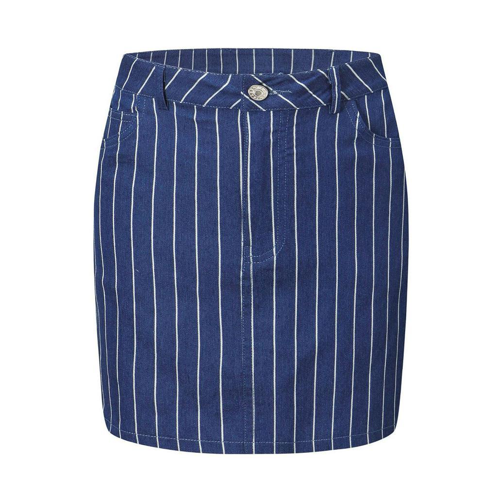 Chân váy jean chữ A lưng cao họa tiết kẻ sọc thời trang dành cho nữ