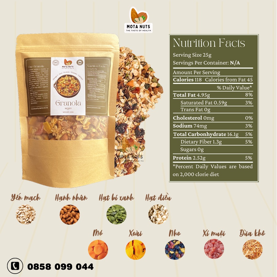 Ngũ cốc giảm cân granola MOTA ăn liền giòn thơm