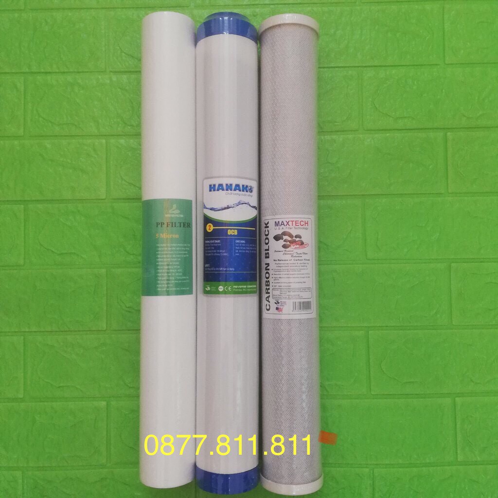 Bộ 3 Lõi lọc thô PP 20 inch số 123 - Lõi Bông - Lõi CTO - Lõi UDF