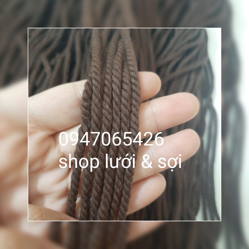 Dây thừng cotton Nâu socola size 3mm thắt Macrame