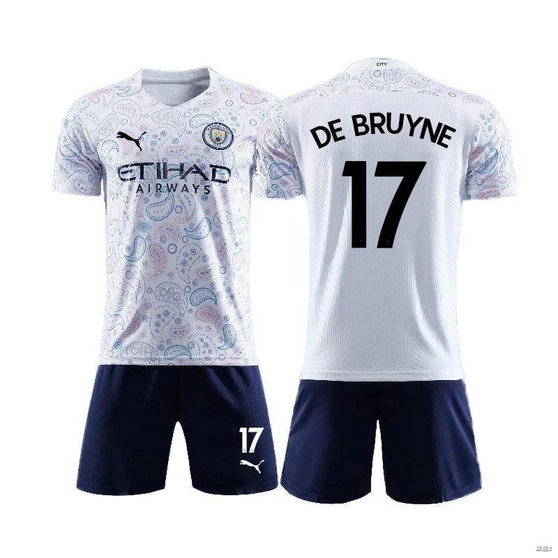 Áo đấu Manchester City 2021 sân nhà và khách số 10 17 Đồng phục bóng đá De Bruyne người lớn trẻ em đào tạo tùy