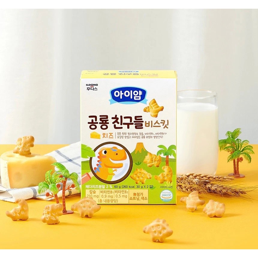 Bánh quy ildong hình cá, khủng long 60g - Hàn Quốc [dateT9/2023]