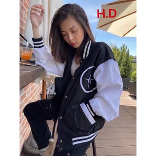áo khoác gió dù nhẹ bomber 1 lớp đen phối tay trắng chữ M nhịp tim