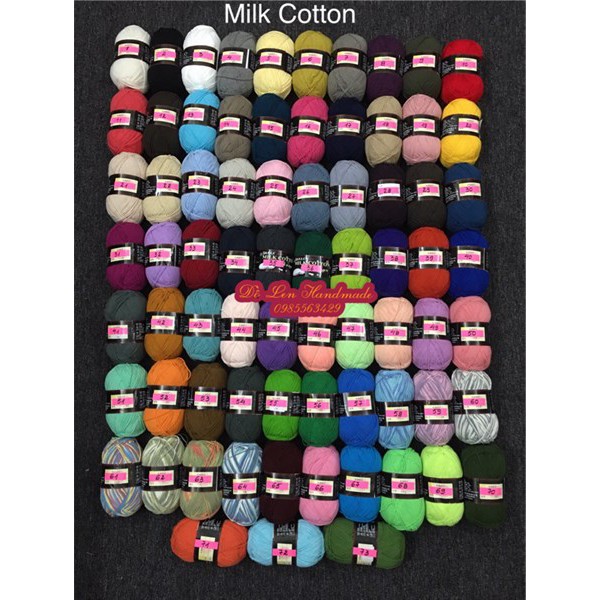 ( Bảng màu số 1) Len Milk cotton 125g 37k/1c