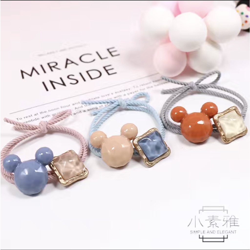 [Hàng mới về] Dây buộc tóc đính đá Hoạt hình chuột Mickey nhiều màu sắc