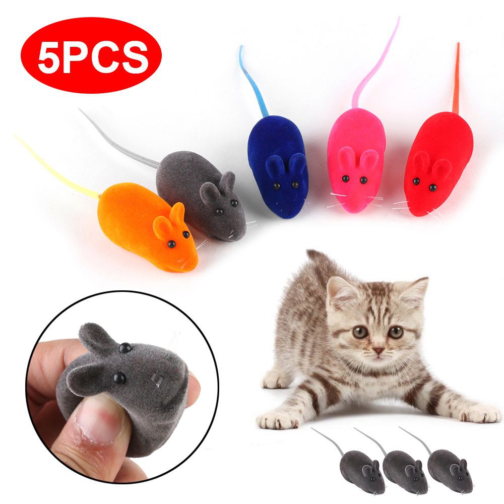 Set 5 Chuột Nhân Tạo Nhiều Màu Sắc Tạo Âm Thanh Vui Nhộn Cho Mèo Cưng