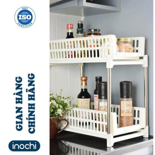 Kệ trượt, kệ đựng gia vị 2 tầng đa năng Inochi (VUI LÒNG IB SHOP ĐỂ CHỌN MÀU HIỆN CÓ)