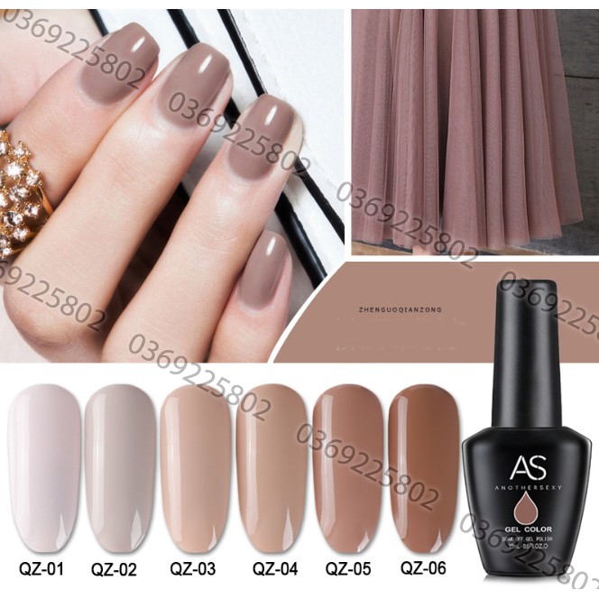 Set sơn móng gel AS 6 màu trà sữa mã QZ