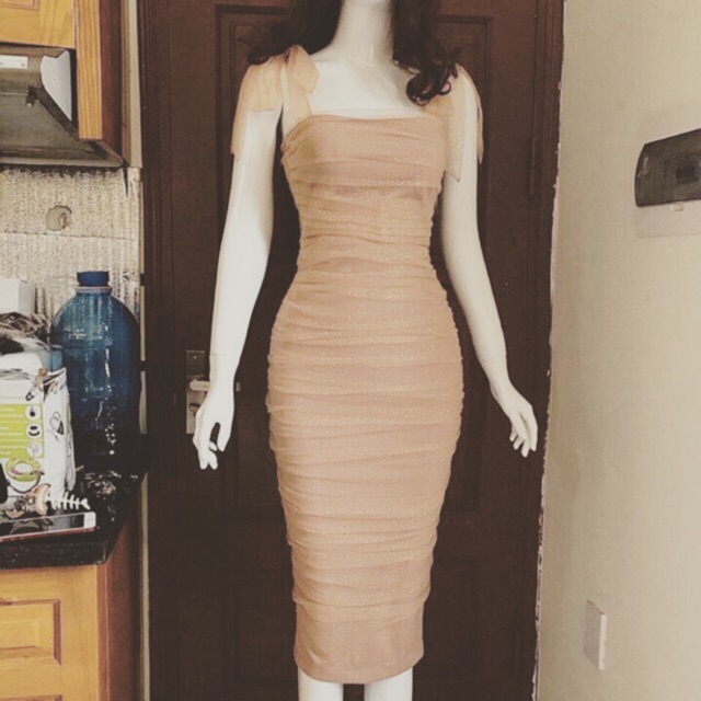 Đầm body 2 lớp phối lưới mềm