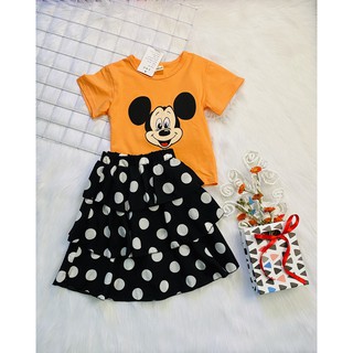 sét bộ bé gái size 14-24kg mickey chấm bi