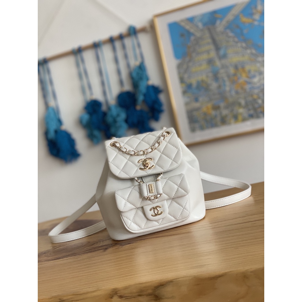 Balo mini nữ da thật thời trang cao cấp 𝘾𝙝𝙖𝙣𝙚𝙡 𝘾𝙝𝙖𝙣n𝙚𝙡 CN thiết kế nhỏ gọn, xinh xắn