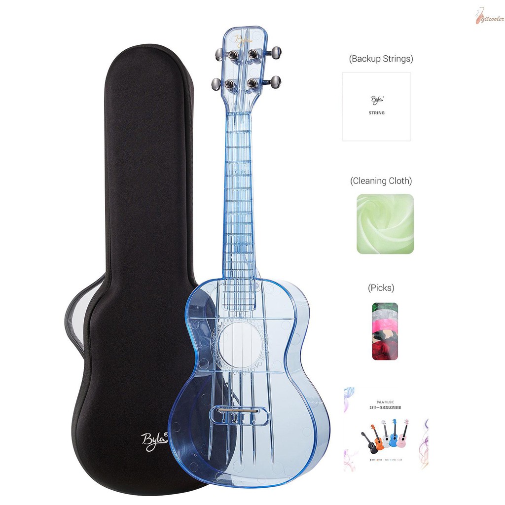 Đàn Ukulele 23 Inch Trong Suốt Kèm Túi Đựng