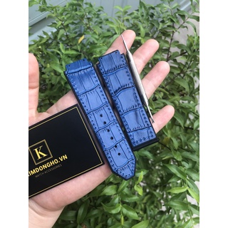 Dây đồng hồ HUB lót da vân xanh đen size 42 tặng kèm Tovit thay dây