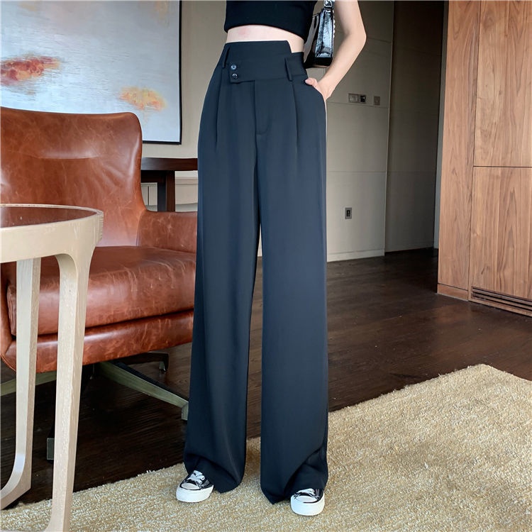 Suit pants spring and summer 2021 new style Korean version of high waist wide leg pants loose casual pants women s thin all-match trousers