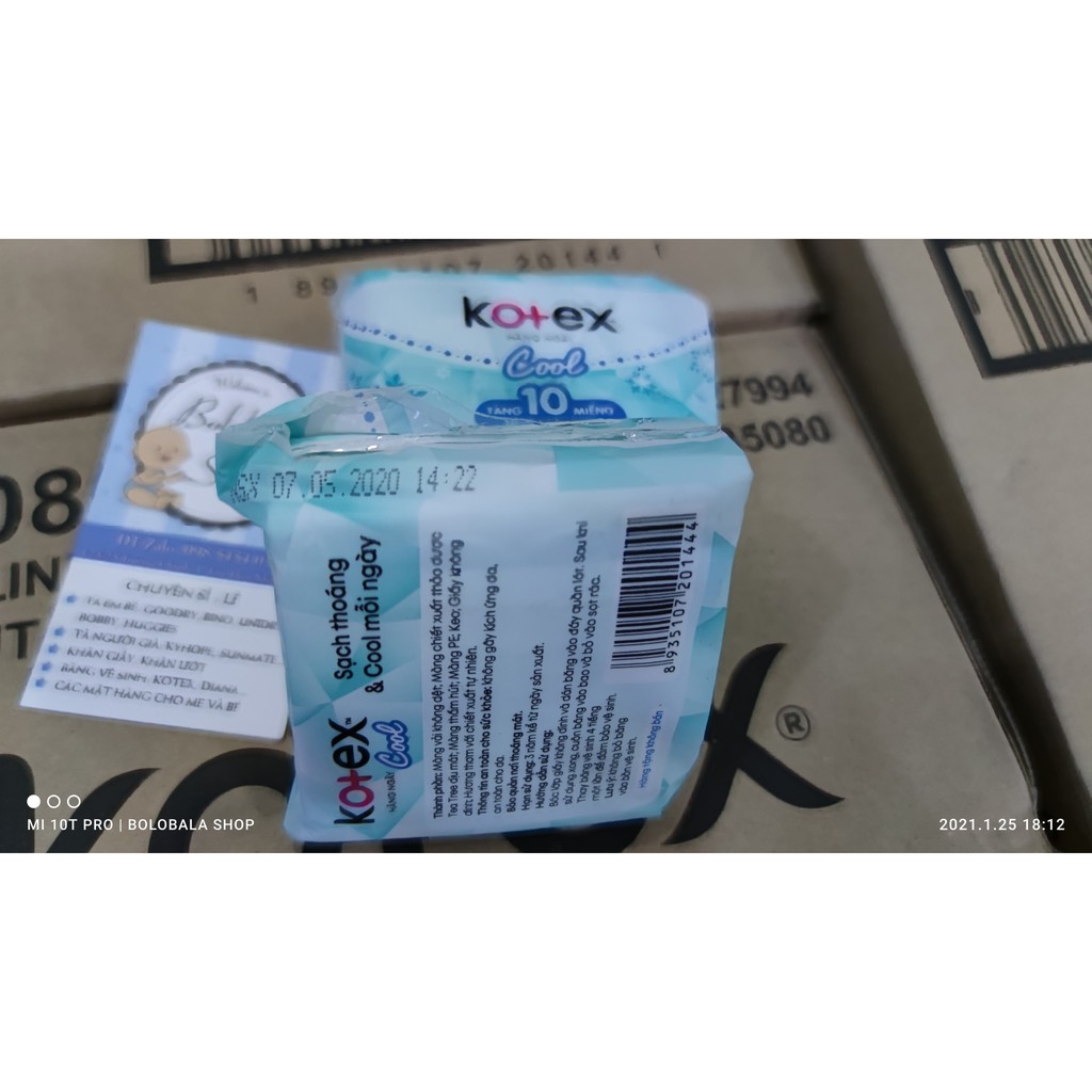Combo 20 miếng Băng vệ sinh hàng ngày Kotex Cool siêu mỏng (2 Gói x 10 miếng) - hàng tặng