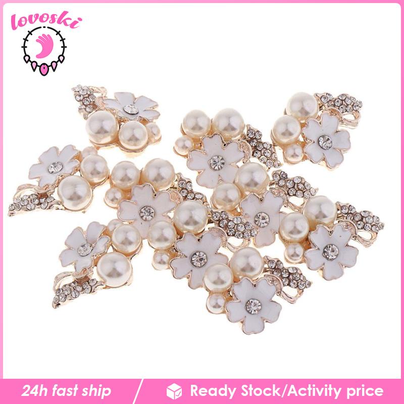 Set 10 NúT Hoa ĐíNh Kim Cương NgọC Trai Giả MàU Đen