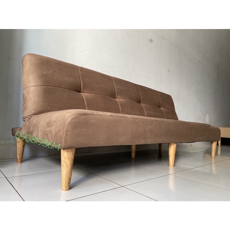 Sofa giường vải Nhung - Sofa bed bọc vải màu nâu cacao sang trọng