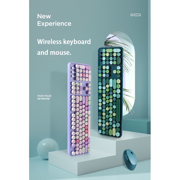 Bộ Bàn Phím Và Chuột Không Dây jomaa Mofi Thai 2.4G Màu Sắc Ngọt Ngào