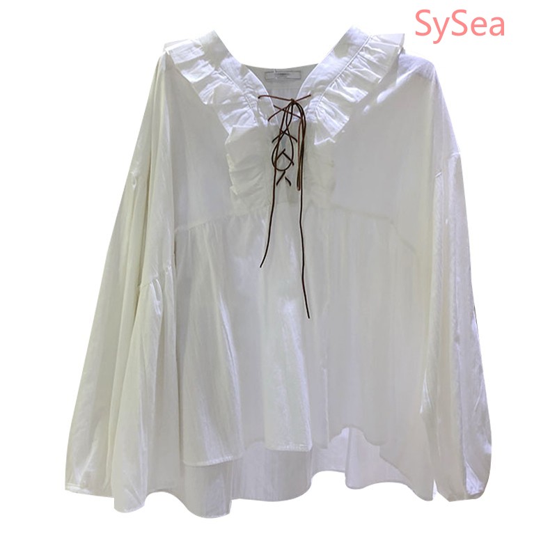 Áo Sơ Mi Tay Dài Dáng Rộng Vải Cotton Thời Trang Mùa Thu Cho Nữ