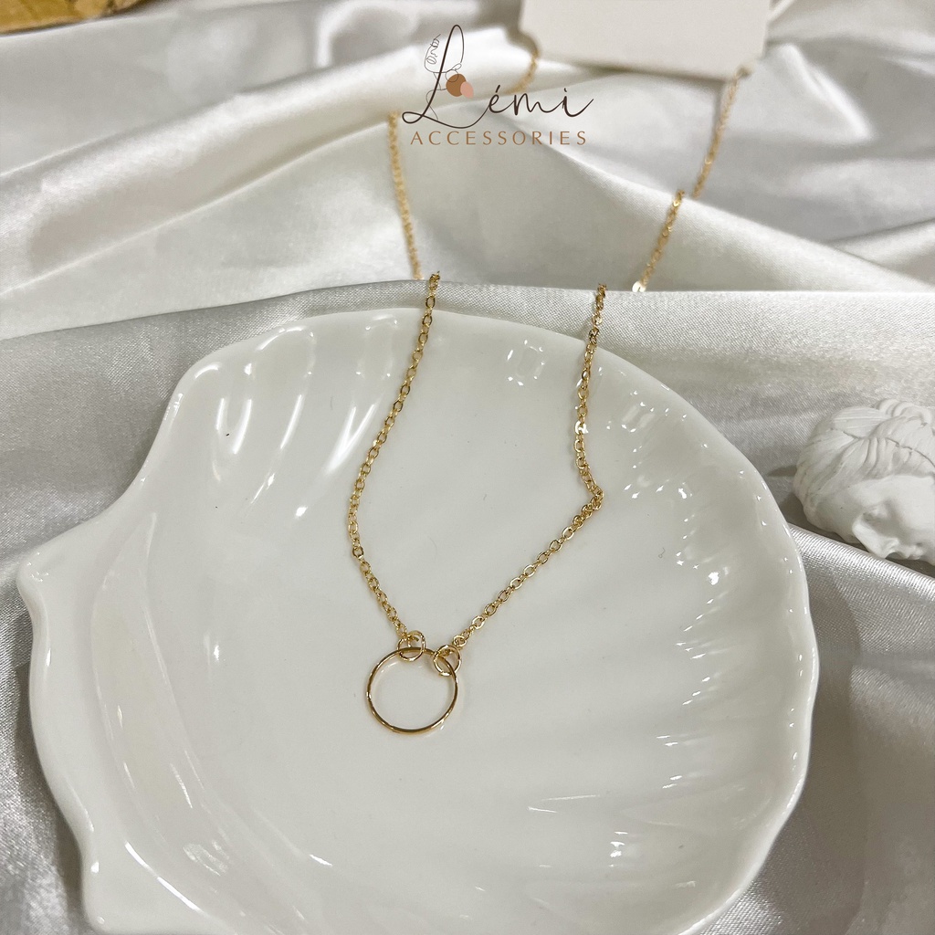 Vòng cổ nữ mặt hình tròn đơn giản dễ phối đồ thời trang Hàn Quốc Lémi accessories