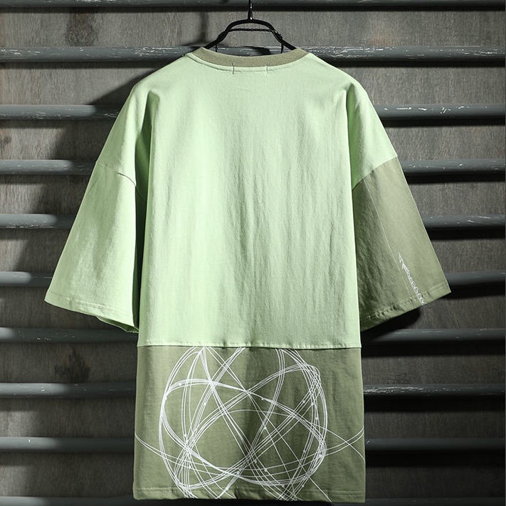 Áo Thun Tay Ngắn Dáng Rộng Phong Cách Hip Hop Hồng Kông Cá Tính Cho Nam