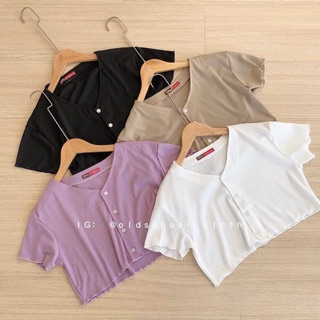 Áo croptop 4 cúc vạt ullzang siêu hot