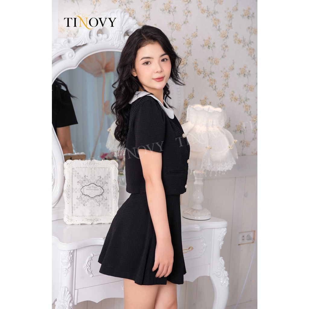 Sét Bộ Áo Croptop Chân Váy Xòe TINOVY BO2255